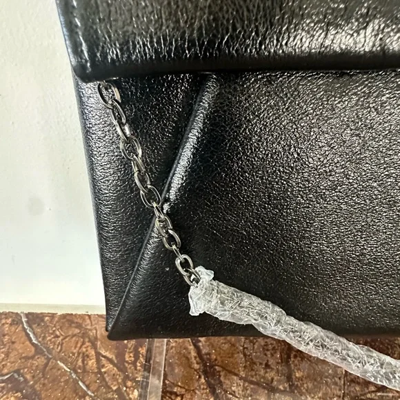 Aqua Metallic Foldover Clutch in Black - Picture 6 of 9